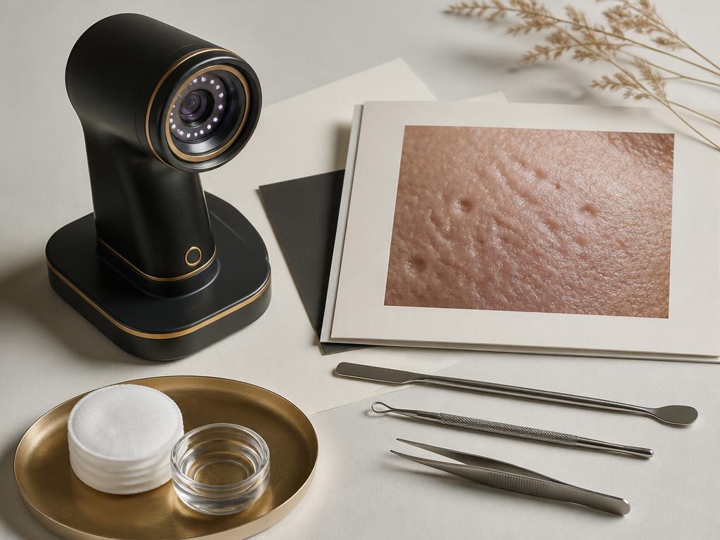 Skin imaging equipment prepared for an acne scar assessment